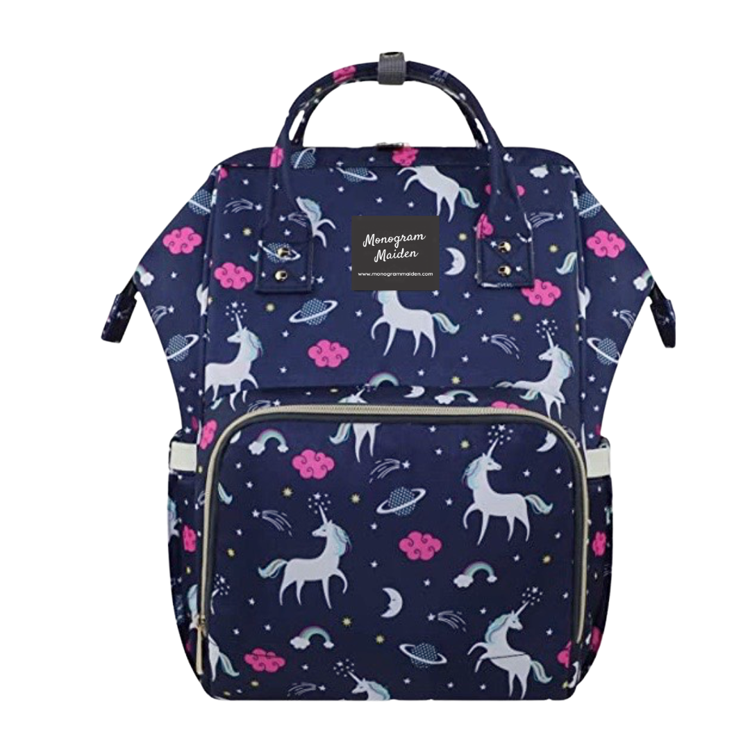 Navy Unicorn Diaper Bag Backpack