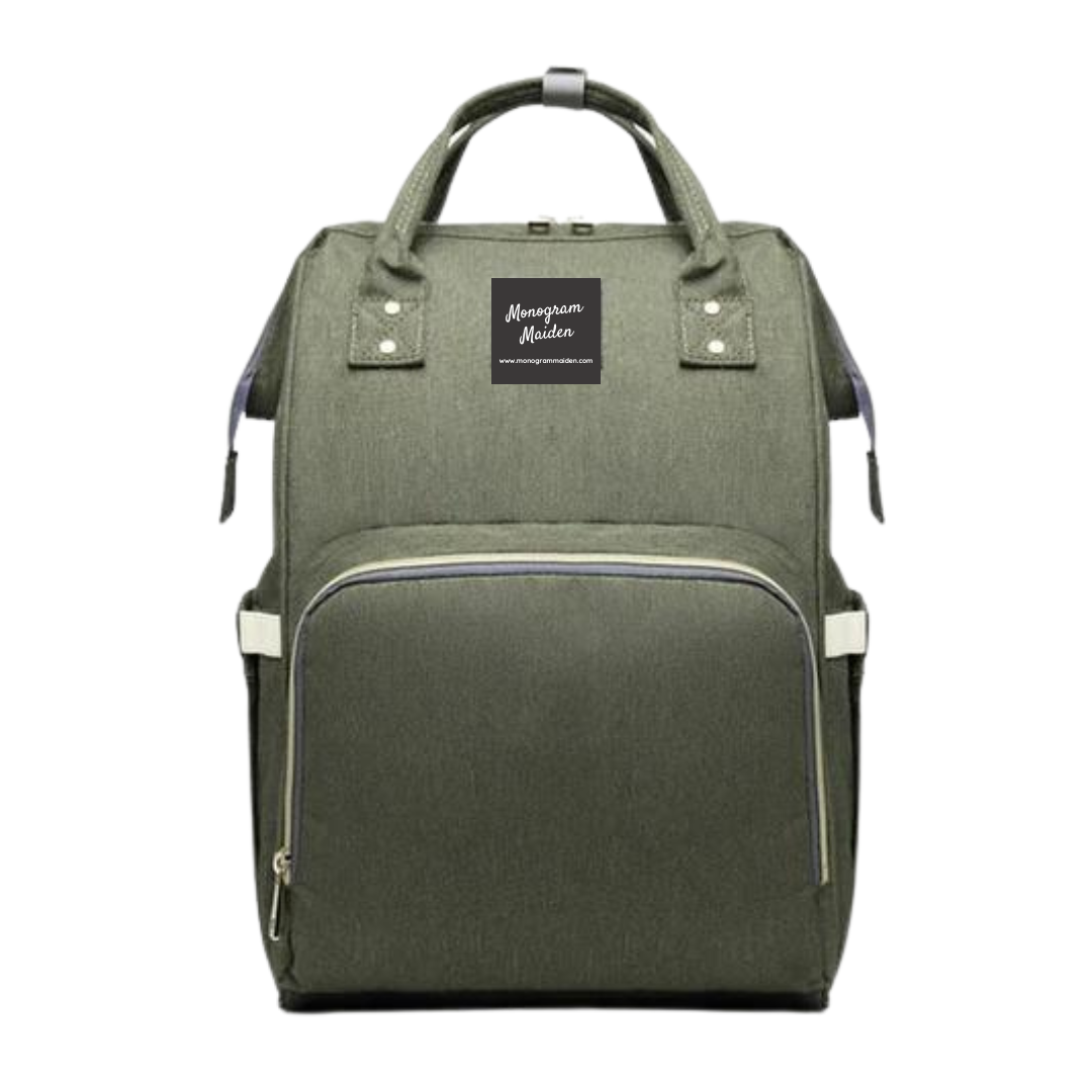 Dark Green Solid Diaper Bag Backpack