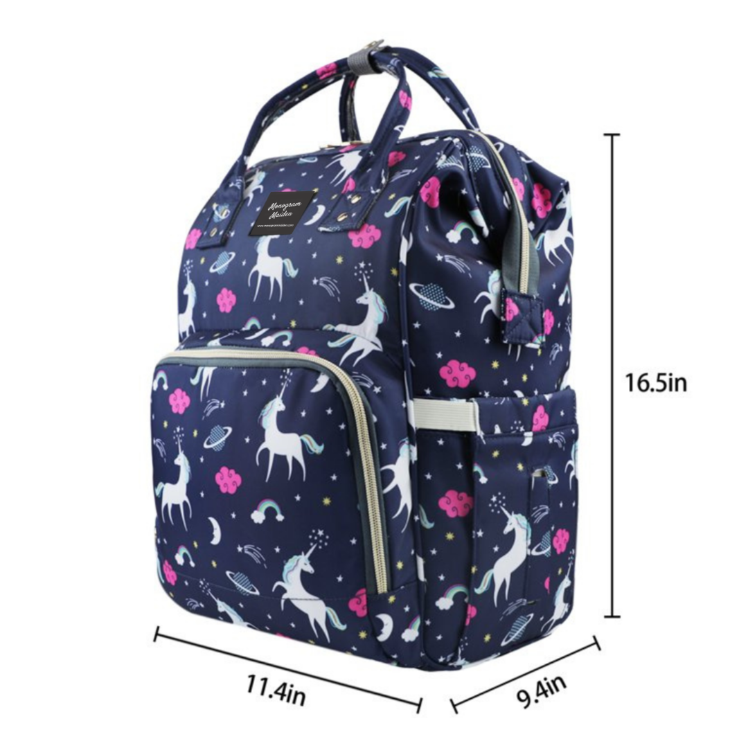 Navy Unicorn Diaper Bag Backpack