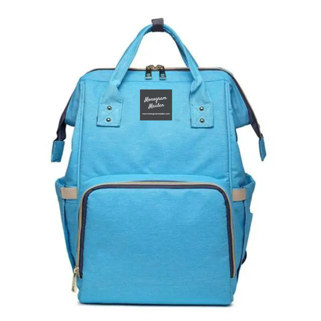 Turquoise Blue Solid Diaper Bag Backpack