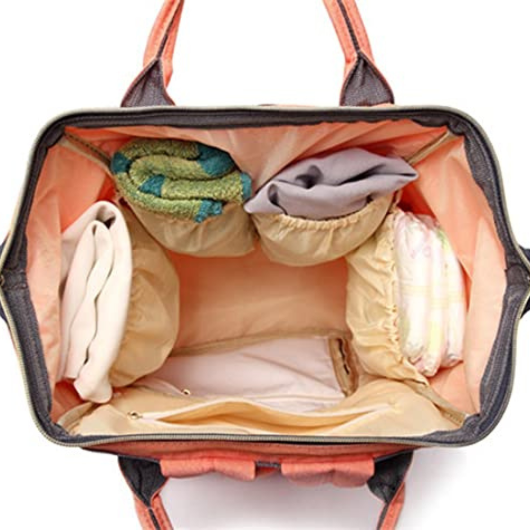 Peach Orange Solid Diaper Bag Backpack