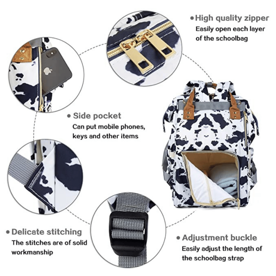 Cow Print Diaper Bag Backpack – Monogram Maiden