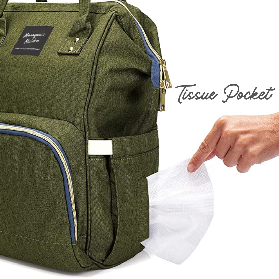 Dark Green Solid Diaper Bag Backpack