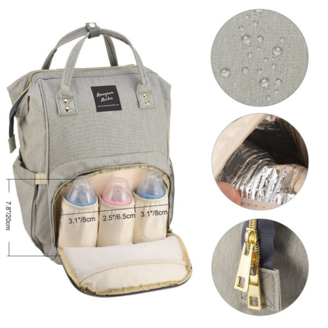 Light Gray Solid Diaper Bag Backpack