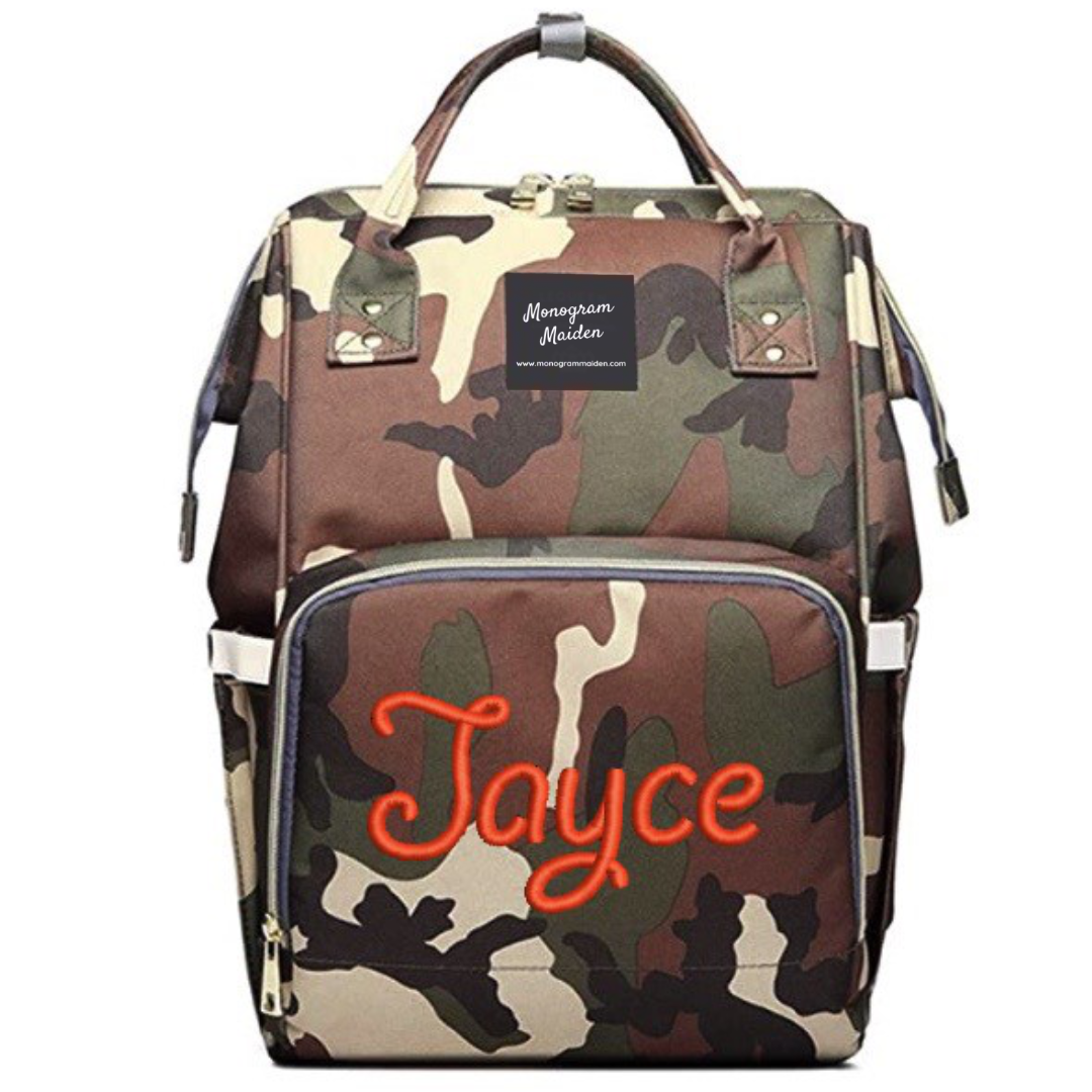 Personalized Camouflage Diaper Bag Backpack