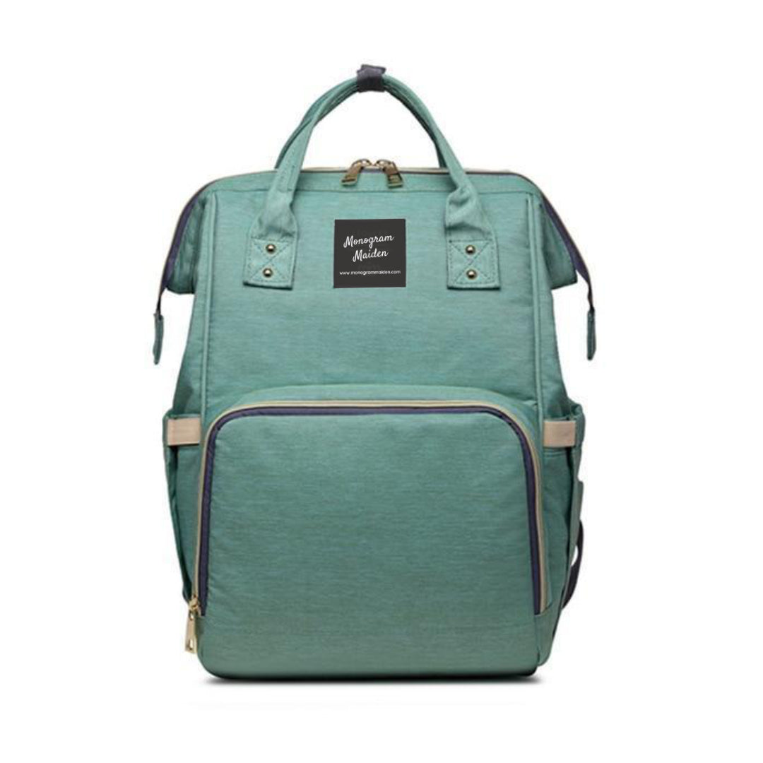 Mint Green Solid Diaper Bag Backpack