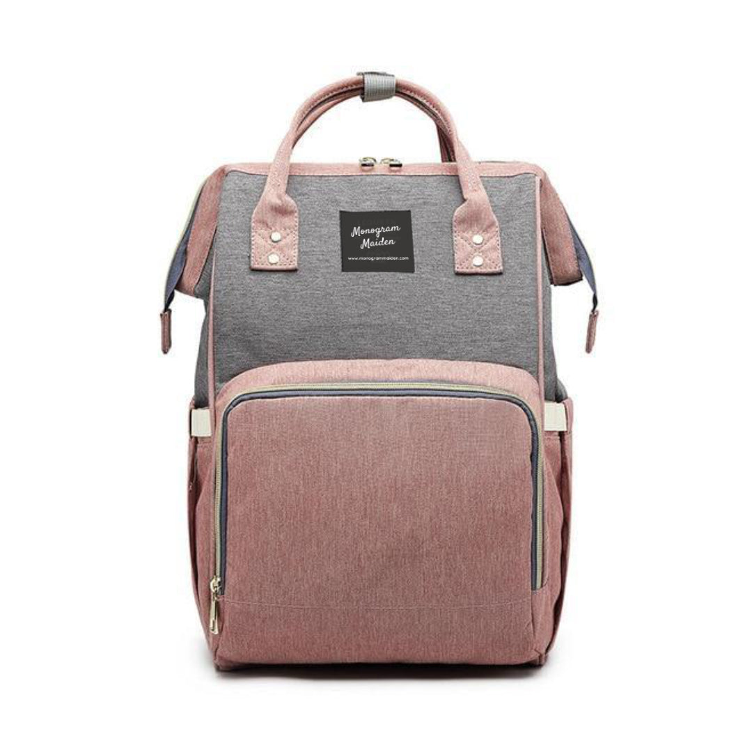 Pink/Grey Solid Diaper Bag Backpack